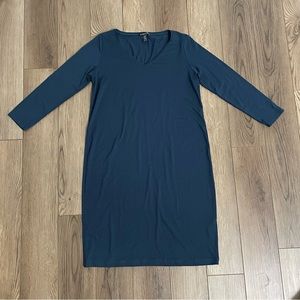 ❤️Eileen‎ Fisher Stretch Tencel Blend V-Neck Dress